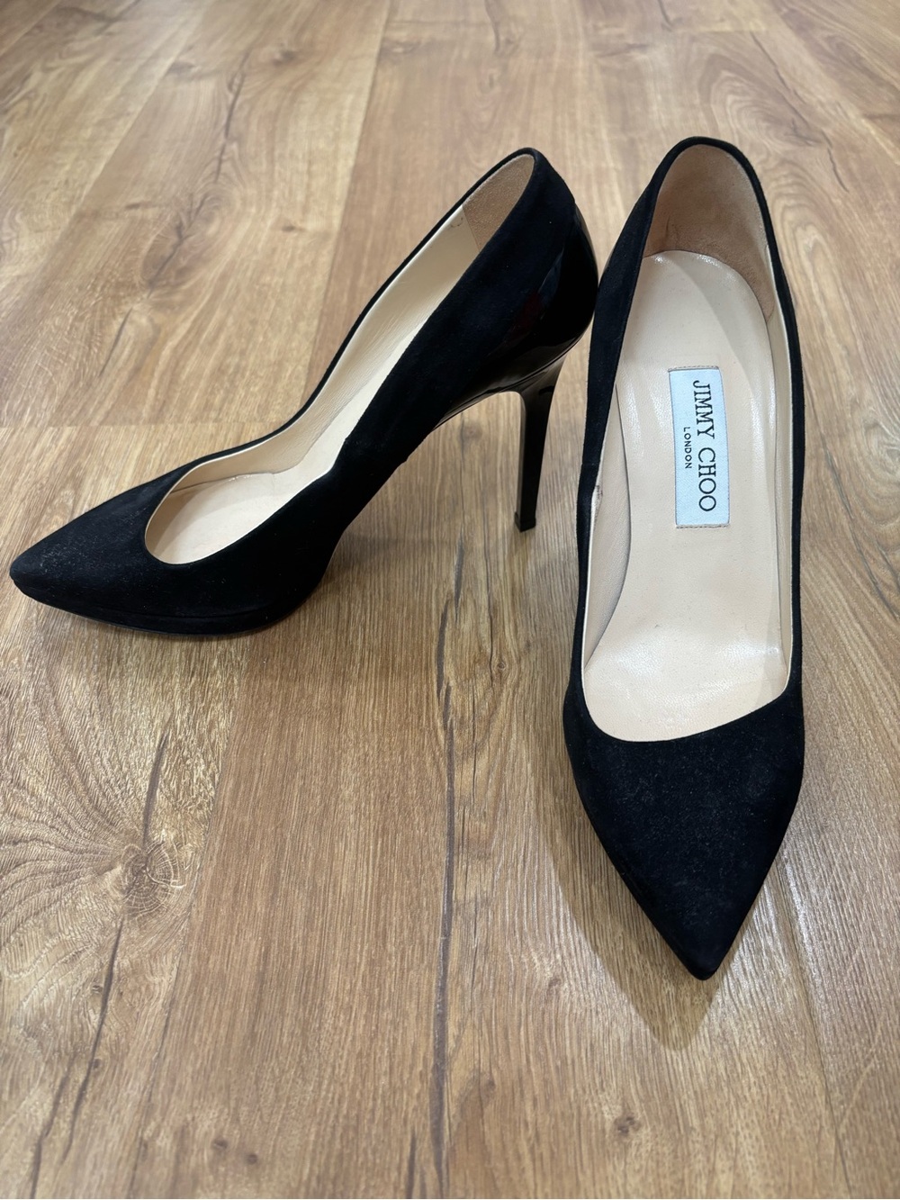 Jimmy Choo Suede and Patent Leather Pumps - Picture 2 of 5